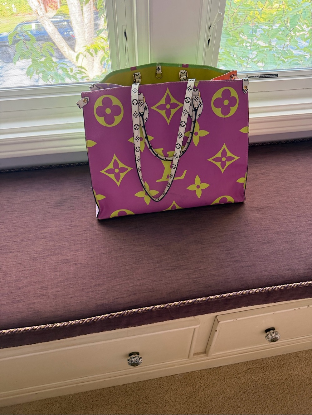 Pink & Lime Logo-Print Tote Bag - Designer Style